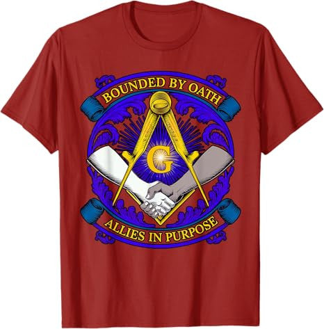 Masonic symbol with "Allies in Purpose" oath, freemason S&C T-Shirt - FUKAMASONIC