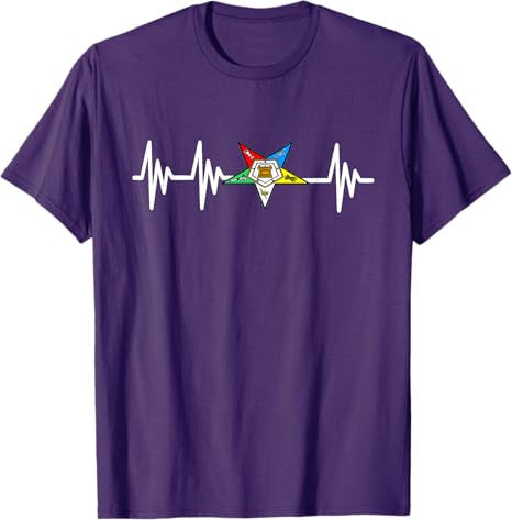 OES Order of the Eastern Star Logo EKG Heartbeat T-Shirt - FUKAMASONIC