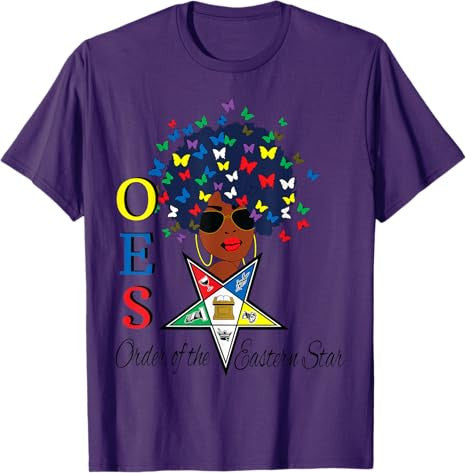 OES Sister Butterfly Afro Hair the Eastern Star Mother's Day T-Shirt - FUKAMASONIC