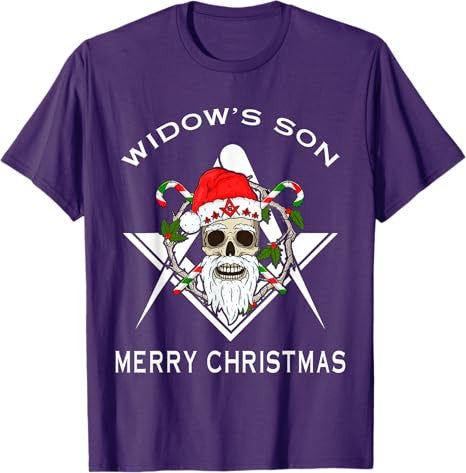 Masonic Widow's Son Compass Square Freemason Merry Christmas T-Shirt - FUKAMASONIC