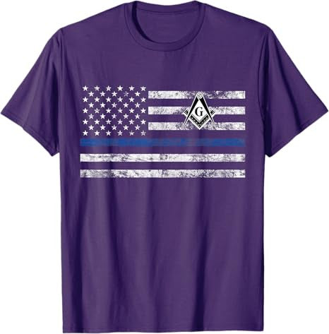 Masonic Police Thin Blue Line Flag Mason T-Shirt - FUKAMASONIC