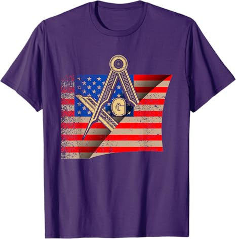 Vintage US Flag Real Mason Square & Compass Masonic T-Shirt - FUKAMASONIC