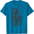 Mens Masonic American Flag Square and Compass - Freemason T-Shirt - FUKAMASONIC