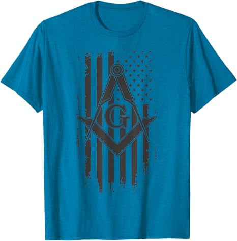 Mens Masonic American Flag Square and Compass - Freemason T-Shirt - FUKAMASONIC