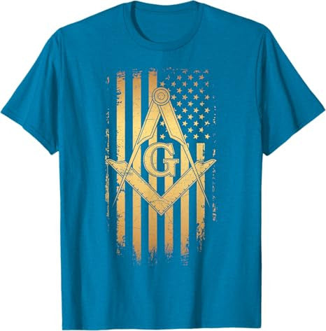 Masonic American Flag Square and Compass - Freemason T-Shirt - FUKAMASONIC