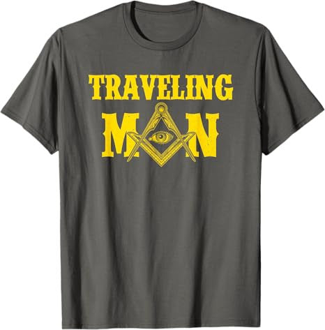 Masonic Freemasonry Fraternal Square Compass Traveling Man T-Shirt - FUKAMASONIC