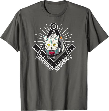 Cute Masonic Meowing Cat freemason mason esoteric spiritual T-Shirt - FUKAMASONIC
