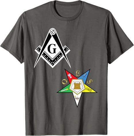 OES Mason Split Long T Shirt Masonic Eastern Star Tee Black T-Shirt - FUKAMASONIC