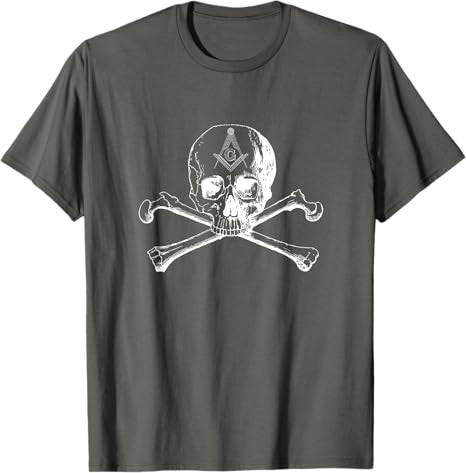 Masonic skull and bones square compass symbol - Freemason T-Shirt - FUKAMASONIC