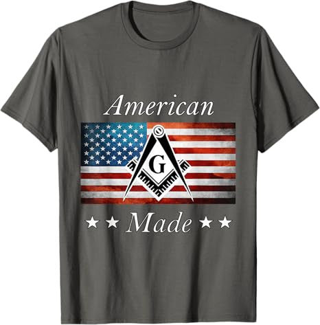 American Made Masonic USA Flag Square Compass Freemason T-Shirt - FUKAMASONIC