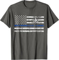 Masonic Police Thin Blue Line Flag Mason T-Shirt - FUKAMASONIC