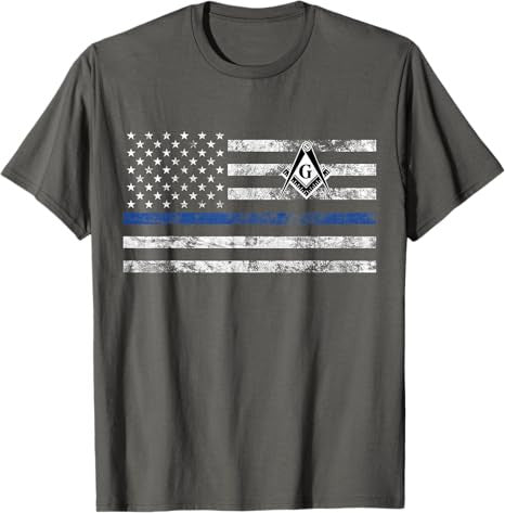 Masonic Police Thin Blue Line Flag Mason T-Shirt - FUKAMASONIC