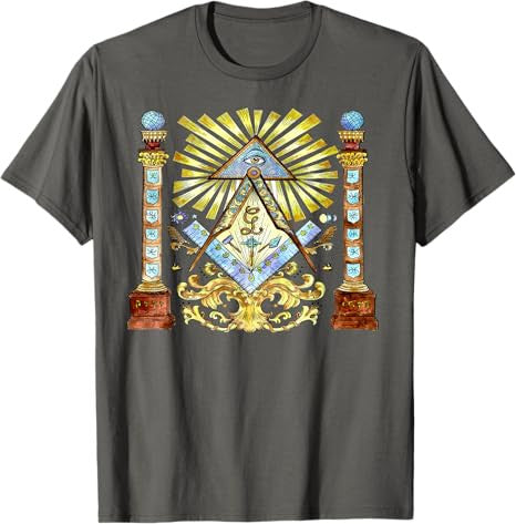 freemason Tee Watercolour illustration mysterious illuminati T-Shirt - FUKAMASONIC