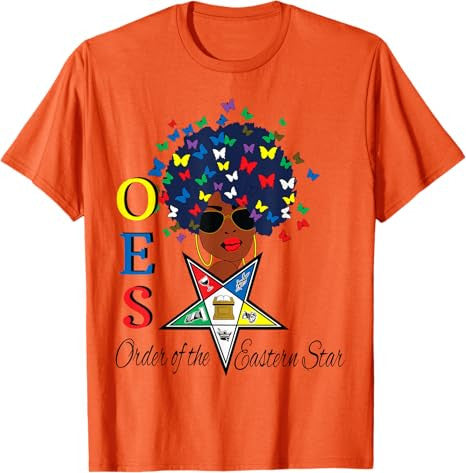 OES Sister Butterfly Afro Hair the Eastern Star Mother's Day T-Shirt - FUKAMASONIC