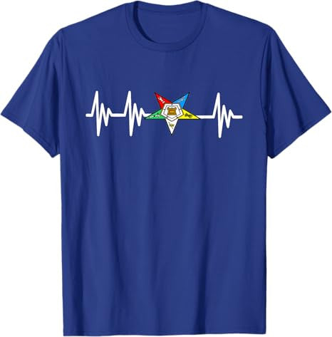 OES Order of the Eastern Star Logo EKG Heartbeat T-Shirt - FUKAMASONIC