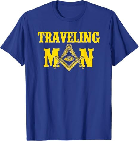 Masonic Freemasonry Fraternal Square Compass Traveling Man T-Shirt - FUKAMASONIC