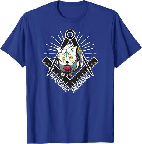 Cute Masonic Meowing Cat freemason mason esoteric spiritual T-Shirt - FUKAMASONIC