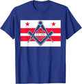 Washington DC State Flag Masonic Square & Compass Freemason T-Shirt - FUKAMASONIC