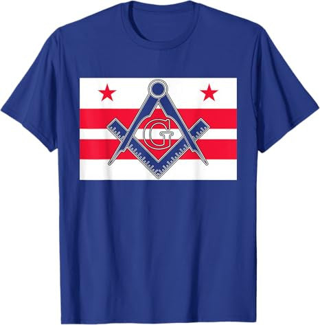 Washington DC State Flag Masonic Square & Compass Freemason T-Shirt - FUKAMASONIC