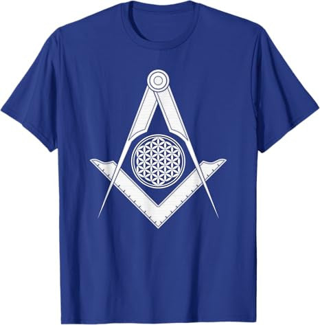 Flower of Life Mason Square and Compass Freemason T-Shirt T-Shirt - FUKAMASONIC