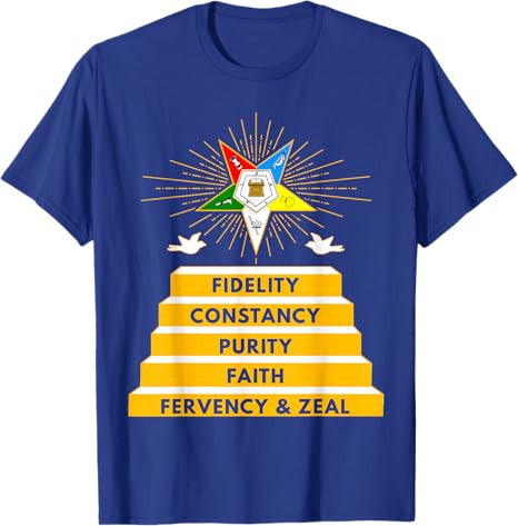 OES Star Fidelity Constancy Purity Faith Fervency & Zeal T-Shirt - FUKAMASONIC