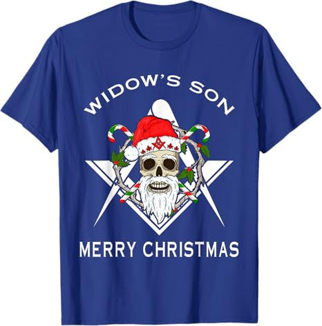Masonic Widow's Son Compass Square Freemason Merry Christmas T-Shirt - FUKAMASONIC