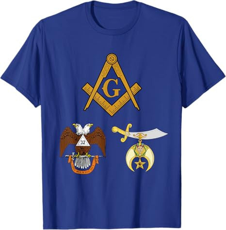 Master Mason 32nd Degree Shrine AASR Noble Masonic WD Blue T-Shirt - FUKAMASONIC