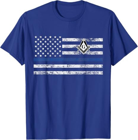 Masonic Police Thin Blue Line Flag Mason T-Shirt - FUKAMASONIC