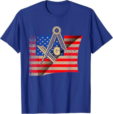 Vintage US Flag Real Mason Square & Compass Masonic T-Shirt - FUKAMASONIC