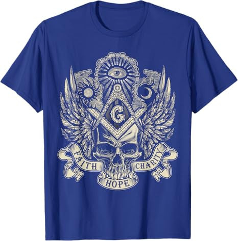 Masonic Skull God's Eye Faith Hope Charity Fathers Christmas T-Shirt - FUKAMASONIC