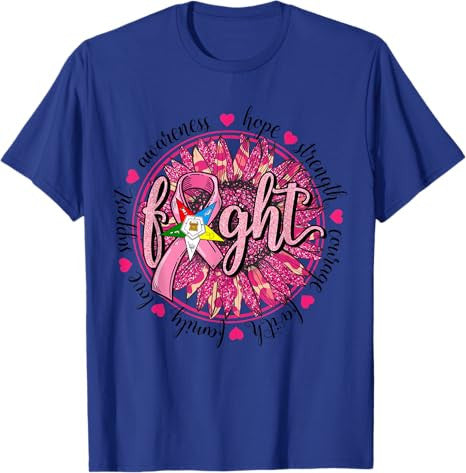 OES Fight Faith Hope Love Support Breast Cancer Awareness T-Shirt - FUKAMASONIC