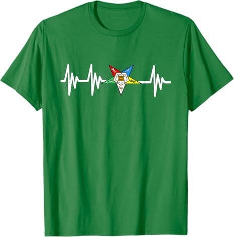 OES Order of the Eastern Star Logo EKG Heartbeat T-Shirt - FUKAMASONIC