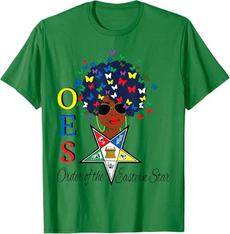 OES Sister Butterfly Afro Hair the Eastern Star Mother's Day T-Shirt - FUKAMASONIC