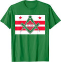 Washington DC State Flag Masonic Square & Compass Freemason T-Shirt - FUKAMASONIC