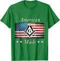 American Made Masonic USA Flag Square Compass Freemason T-Shirt - FUKAMASONIC