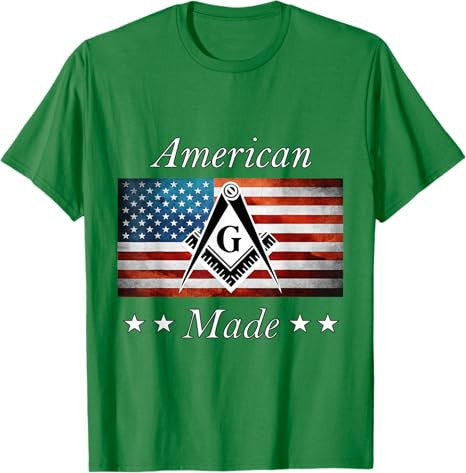 American Made Masonic USA Flag Square Compass Freemason T-Shirt - FUKAMASONIC