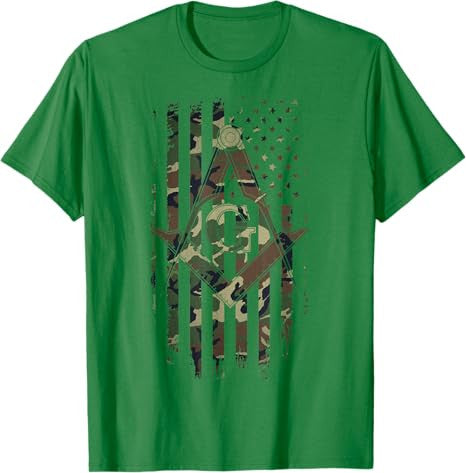 Masonic American Flag Square and Compass - Freemason T-Shirt T-Shirt - FUKAMASONIC