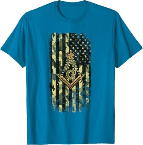 Masonic Camo American Flag - Freemason T-Shirt - FUKAMASONIC