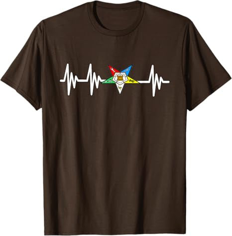 OES Order of the Eastern Star Logo EKG Heartbeat T-Shirt - FUKAMASONIC