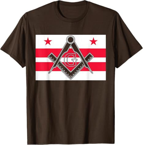 Washington DC State Flag Masonic Square & Compass Freemason T-Shirt - FUKAMASONIC