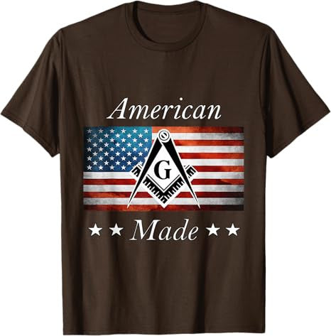 American Made Masonic USA Flag Square Compass Freemason T-Shirt - FUKAMASONIC