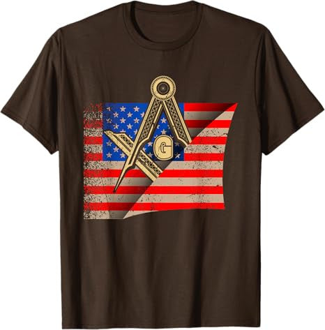 Vintage US Flag Real Mason Square & Compass Masonic T-Shirt - FUKAMASONIC