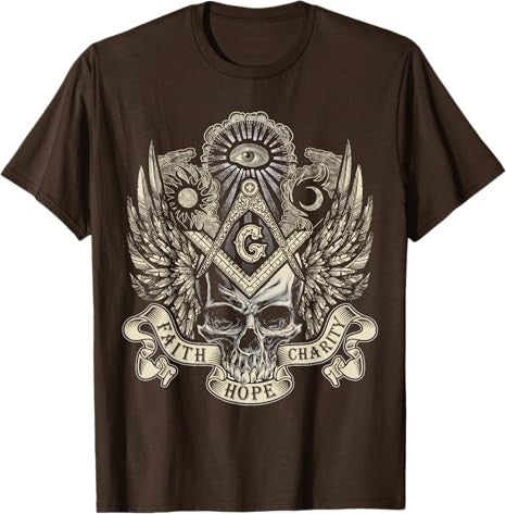Masonic Skull God's Eye Faith Hope Charity Fathers Christmas T-Shirt - FUKAMASONIC