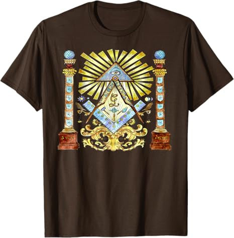 freemason Tee Watercolour illustration mysterious illuminati T-Shirt - FUKAMASONIC