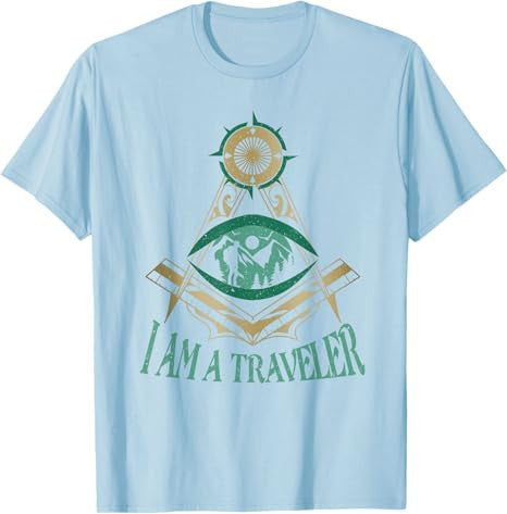 Masonic Freemasonry Fraternal Square Compass I Am A Traveler T-Shirt - FUKAMASONIC