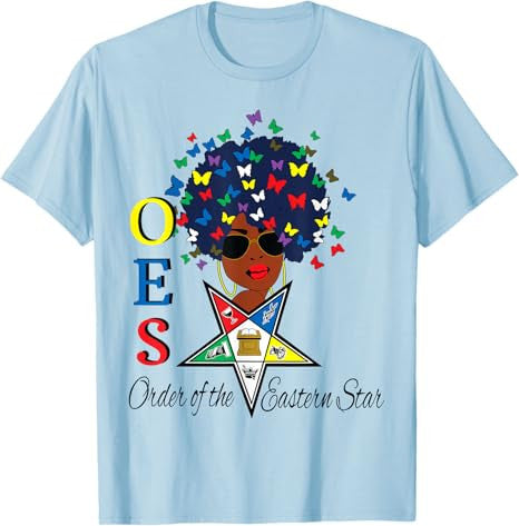 OES Sister Butterfly Afro Hair the Eastern Star Mother's Day T-Shirt - FUKAMASONIC