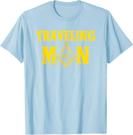 Masonic Freemasonry Fraternal Square Compass Traveling Man T-Shirt - FUKAMASONIC