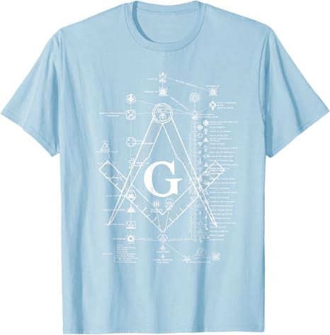 Structure of Freemasonry Square and Compass Diagram T-Shirt - FUKAMASONIC