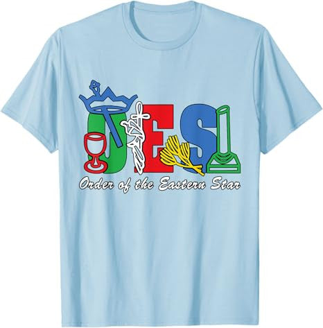 Adah Ruth Esther Martha Electa Symbols of OES Eastern Star T-Shirt - FUKAMASONIC