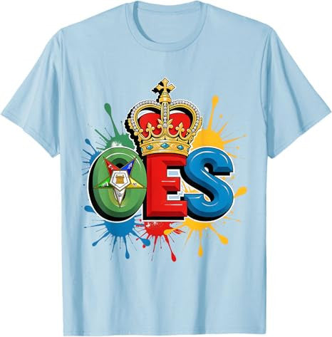 OES Queen Crown Diamond WaterColor Order of the Eastern Star T-Shirt - FUKAMASONIC